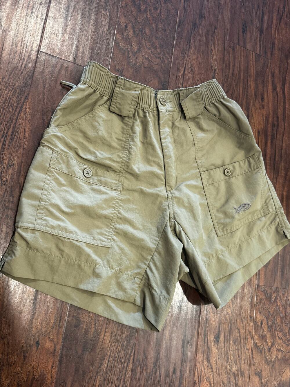 Aftco American Fishing Tackle Co Active Shorts khaki tan 28 Nylon Performance